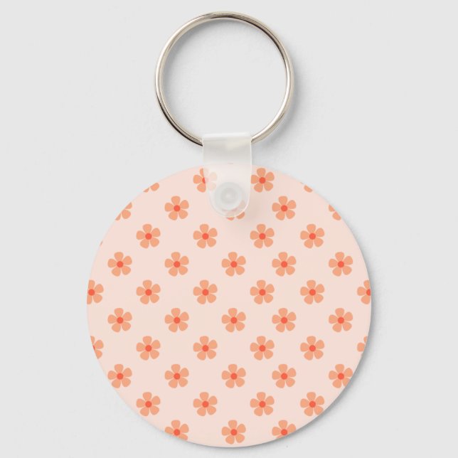 Cute Peach Flower Pattern Minimal Floral Aesthetic Schlüsselanhänger (Vorderseite)