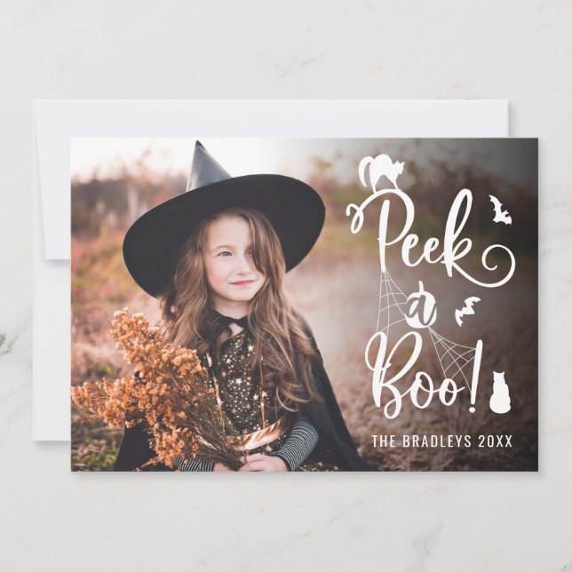Cute Peek a Boo Halloween Carte photo (Devant)