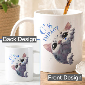 Cute Peeking Cat Acrylic Style - C’s IMPACT Blue Kaffeetasse