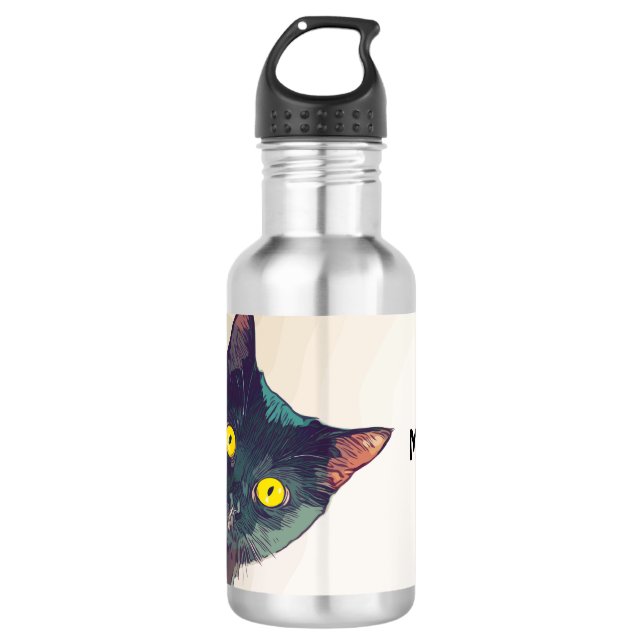 Cute Peeking Chat Conception Bouteille d'eau (Devant)