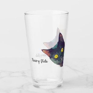 Cute Peeking Chat Purr-y Vida Verre à boire