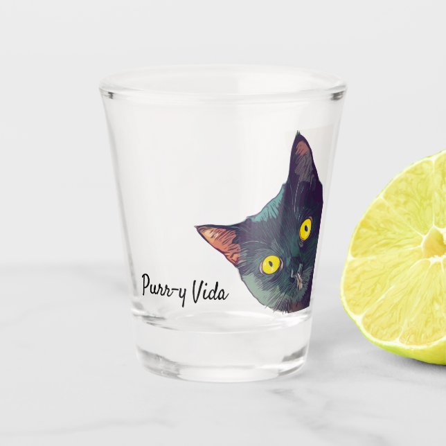 Cute Peeking Chat Purr-y Vida Verre de tir (Devant)