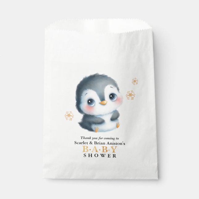 Cute Penguin Baby Shower Geschenktütchen (Vorderseite)
