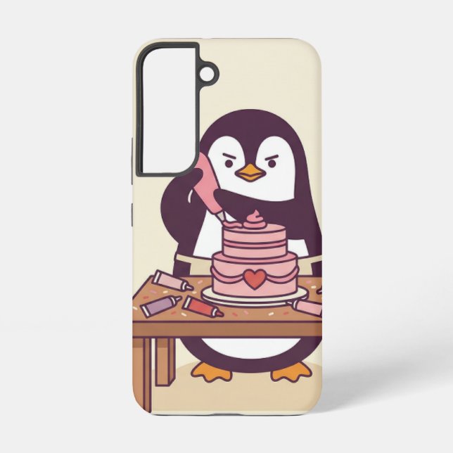 Cute Penguin Cake Valentine Phone Case - Samsung Galaxy Hülle (Rückseite)
