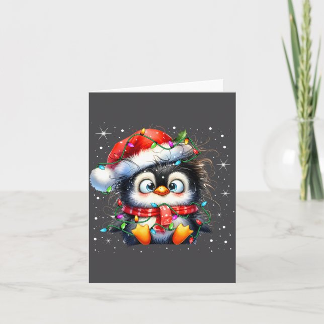 Cute Penguin Christmas Lights Penguins Lover Girls Karte (Vorderseite)