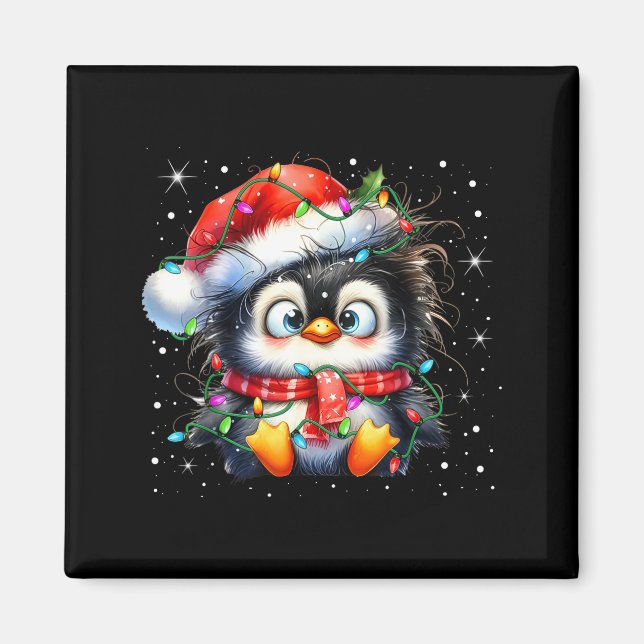 Cute Penguin Christmas Lights Penguins Lover Girls Magnet (Vorne)