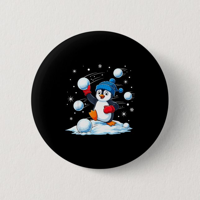 Cute Penguin Christmas Pajamas Shirt Boys, Penguin Button (Vorderseite)