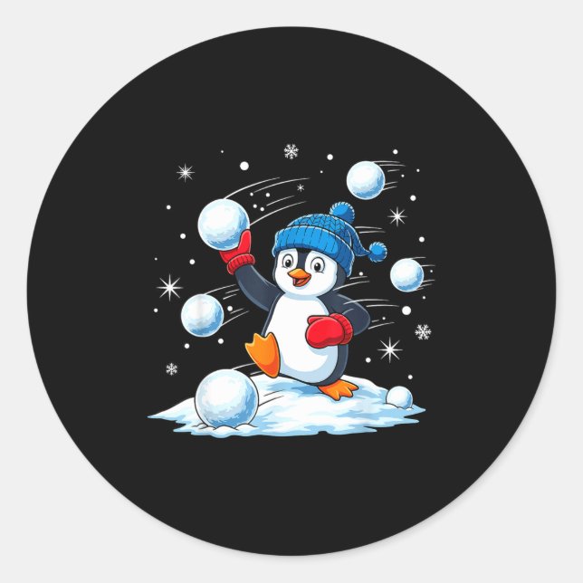 Cute Penguin Christmas Pajamas Shirt Boys, Penguin Runder Aufkleber (Vorderseite)