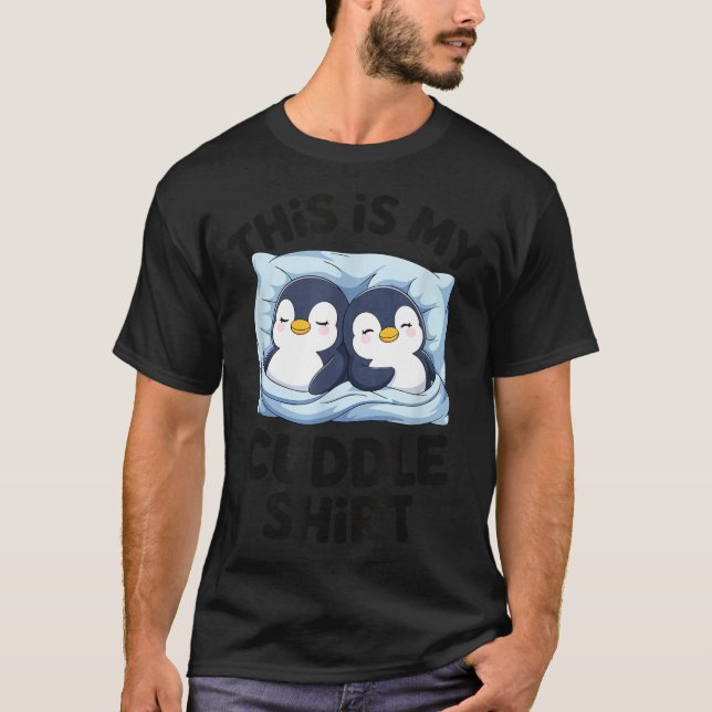 Cute Penguin Cuddle Cozy Sleep Matching Couple  T-Shirt (Vorderseite)