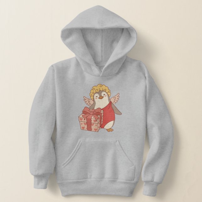 Cute Penguin Cupid Galentine Pullover Hoodie (Ablage )