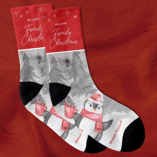 Cute Penguin Family Matching Christmas Mom Socken (Von Creator hochgeladen)
