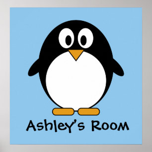 cute penguin kid's door poster