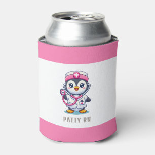 Cute Penguin Nurse Pink Stethoscope Custom Dosenkühler