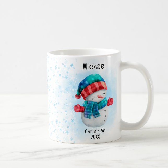 Cute penguin Personalized Name Christmas Kaffeetasse (Rechts)