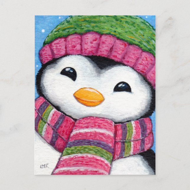 Cute Penguin Portant le Casquette et la carte post (Devant)