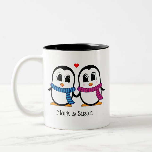 Cute Penguins Couple Mug (Gauche et Droite) (Gauche)