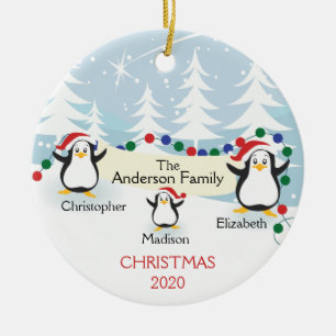 Cute Penguins Famille 3 Ornement de Noël