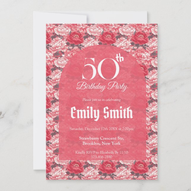 Cute Peonies Charm Outdoor Birthday Einladung (Vorderseite)