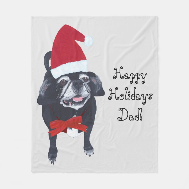 Cute Père Noël Carlin Chien Couvertures de Noël pe (Devant)