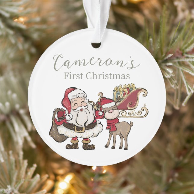 Cute Père Noël et Rudolph Première photo personnal (Arbre)