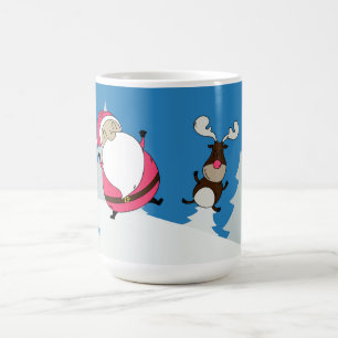Cute Père Noël & Reindeer nom personnalisé tasses
