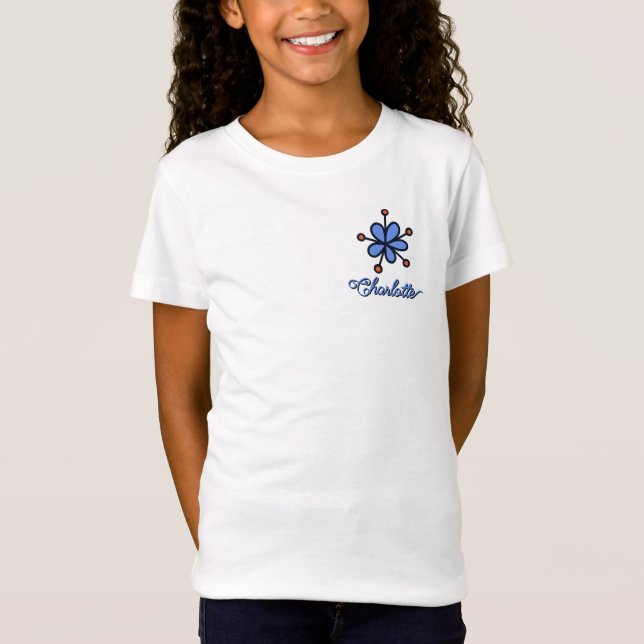 Cute Periwinkle Flower Doodle Personalized T-Shirt (Vorderseite)