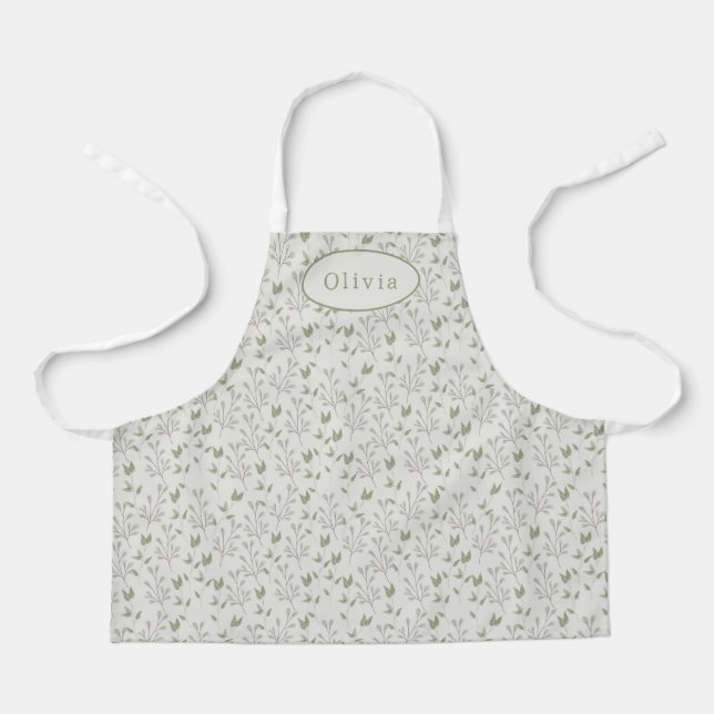 Cute Personalised Botanical Leaf Pattern Apron Schürze (Vorderseite)