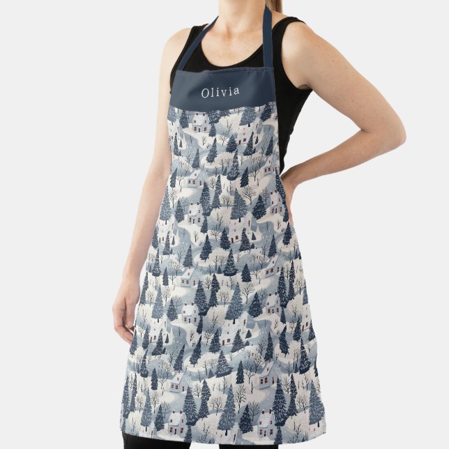 Cute Personalised Christmas Winter Pattern Apron. Schürze (InSitu)