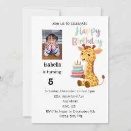 Cute Personalised Giraffe Birthday Party Einladung