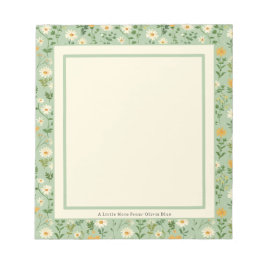 Cute Personalised Green Floral Botanical Note List Notizblock