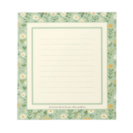 Cute Personalised Green Floral Botanical Note List Notizblock
