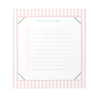 Cute Personalised Pink And Green Stripes Note List Notizblock