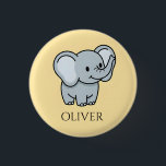 Cute Personalized Baby Elephant Kids Name Button<br><div class="desc">Add a touch of trunk-filled joy to your child's day with this adorable personalized elephant button . Featuring a friendly, hand-drawn baby elephant on a soft butter-yellow background, this charming pendant can be customized with your little one's name. It makes a heartwarming gift for birthdays, milestones, or as a special...</div>