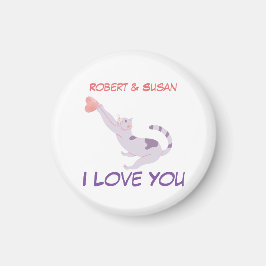 Cute Personalized Cat Valentine I Love You Magnet