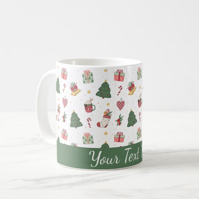 Cute Personalized Christmas Tree Mug Kaffeetasse (Vorderseite Links)
