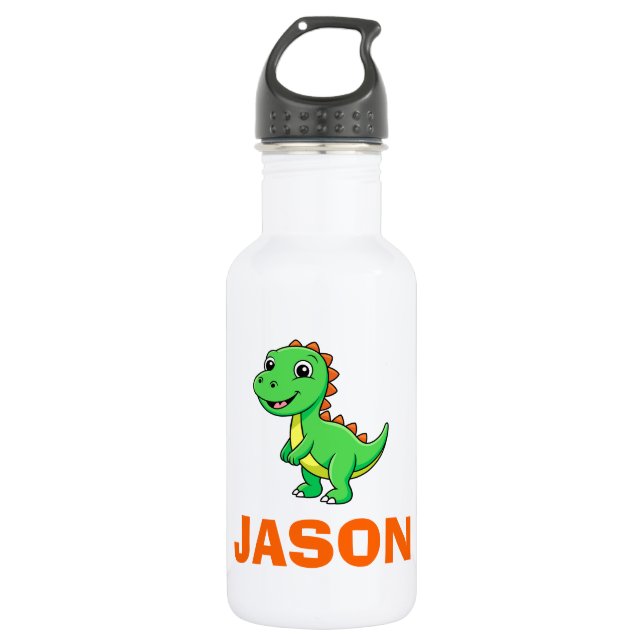 Cute Personalized Kids Name Dinosaur  Edelstahlflasche (Vorderseite)