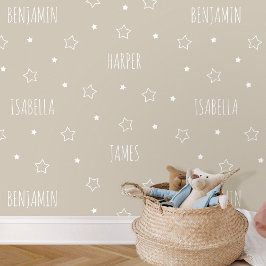 Cute personalized Name Star Beige Kids Nursery Tapete