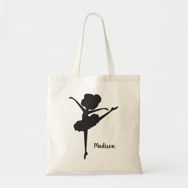 Cute Personalized Silhouette Ballerina Tote Bag Tragetasche (Vorne)