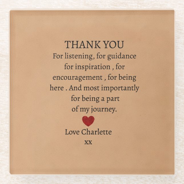 cute personalized thank you love  glasuntersetzer (Vorderseite)