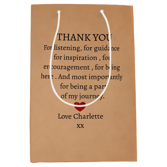 cute personalized thank you love  mittlere geschenktüte (Vorderseite)