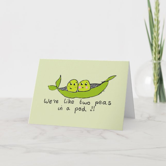 Cute personnalisé deux pois dans une carte de voeu (Devant)