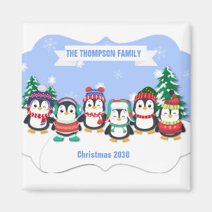 Cute Personnalisé Six Pingouins Magnet de Noël