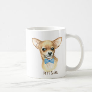 Cute personnalisée Chihuahua Bleu Bowtie Café Mug