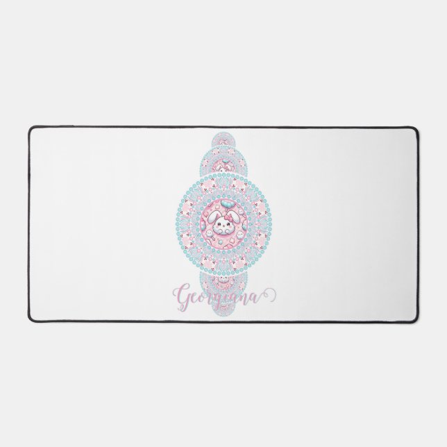 Cute personnalisée Kawaii Bunny Ornamental Mandala (Recto)