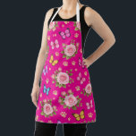 Cute Pet Lover Kitchen Apron | Roses & Butterflies Schürze<br><div class="desc">Add charm and personality to your kitchen with this adorable floral paw print apron featuring elegant pink roses, colorful butterflies, and cute paw prints on a clean white background Perfect for pet lovers, dog moms, cat moms, and animal enthusiasts, this stylish apron protects your clothes while cooking, baking, grilling, or...</div>