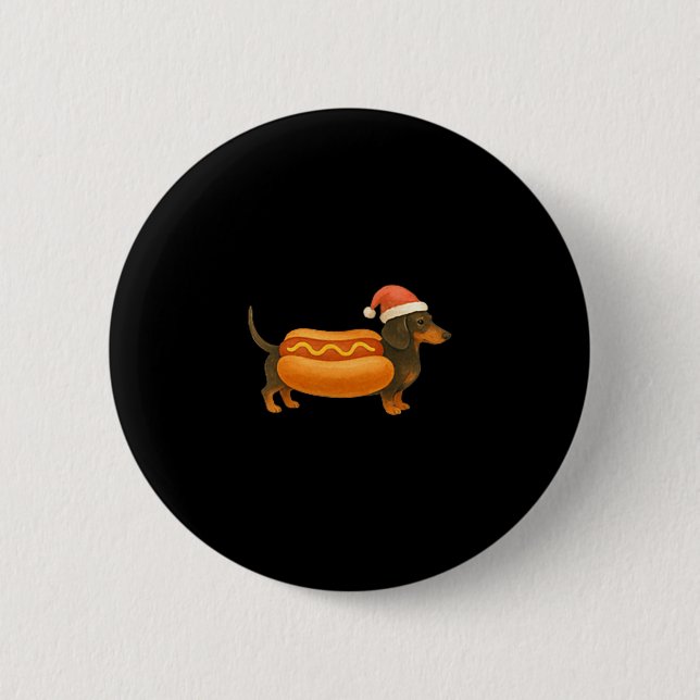 Cute Petite Christmas Funny Hot Dog Dachshund  Button (Vorderseite)