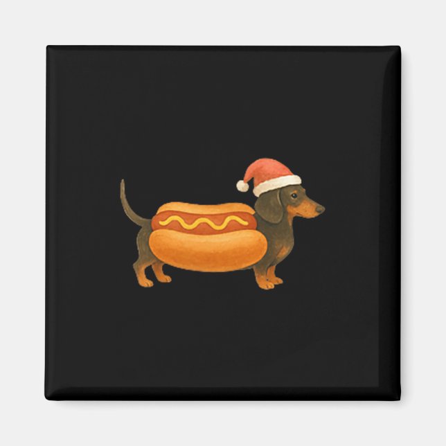 Cute Petite Christmas Funny Hot Dog Dachshund  Magnet (Vorne)