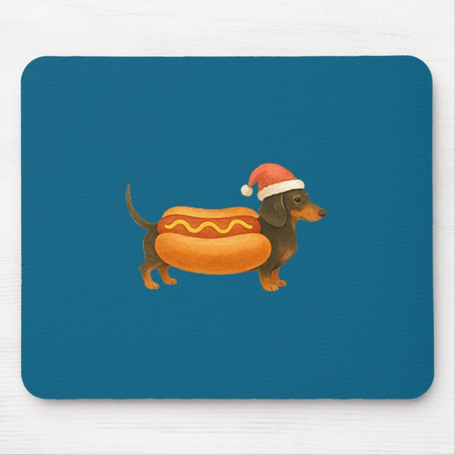 Cute Petite Christmas Funny Hot Dog Dachshund Prem Mousepad (Vorne)