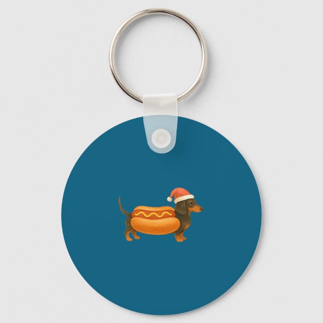 Cute Petite Christmas Funny Hot Dog Dachshund Prem Schlüsselanhänger (Vorderseite)