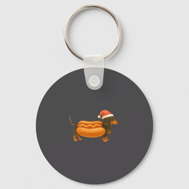 Cute Petite Christmas Funny Hot Dog Dachshund  Schlüsselanhänger (Vorderseite)
